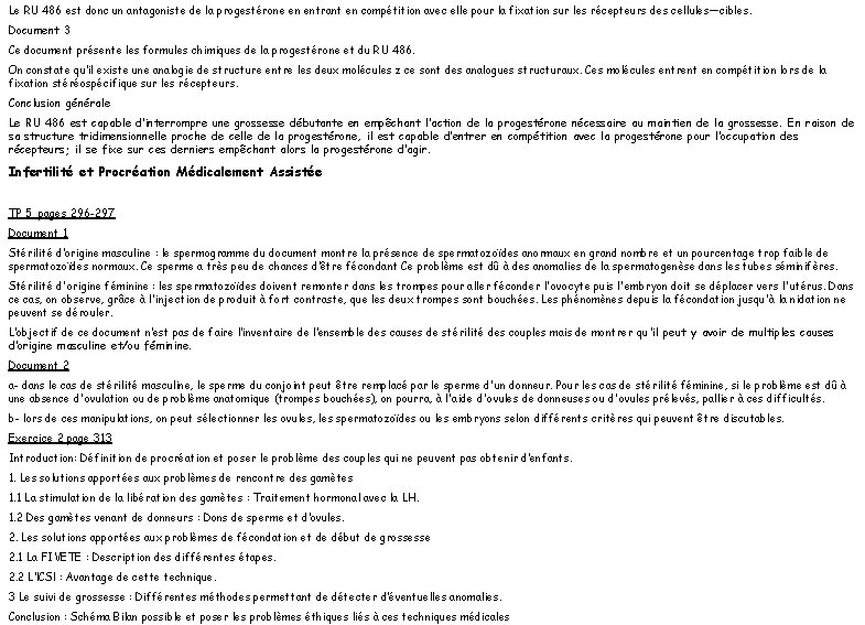 Le RU 486 est donc un antagoniste de la progestérone en entrant en compétition