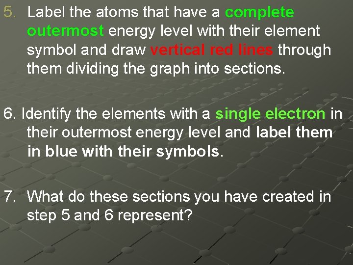 5. Label the atoms that have a complete outermost energy level with their element