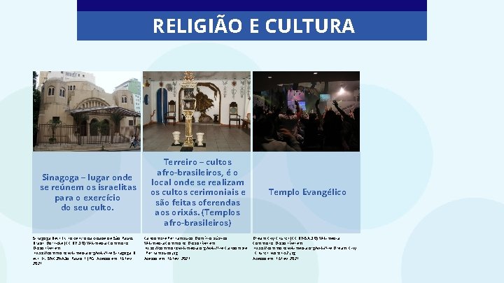 RELIGIÃO E CULTURA Sinagoga – lugar onde se reúnem os israelitas para o exercício