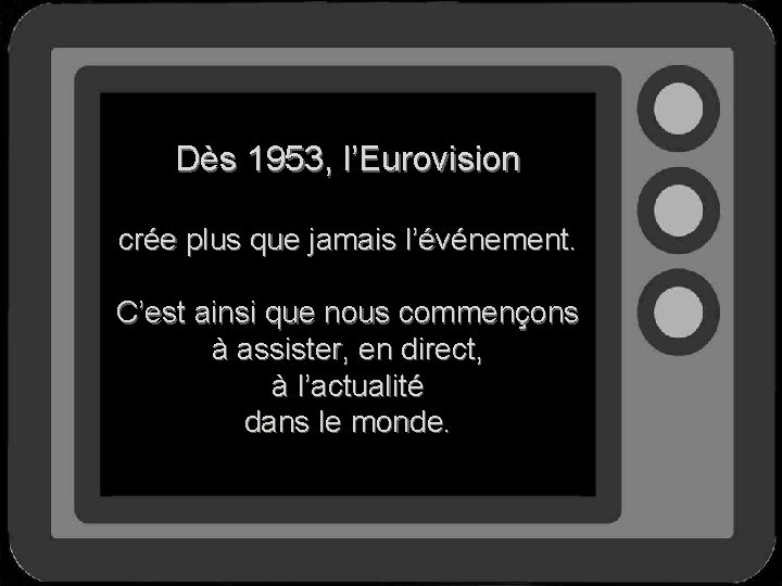 Dès 1953, l’Eurovision crée plus que jamais l’événement. C’est ainsi que nous commençons à