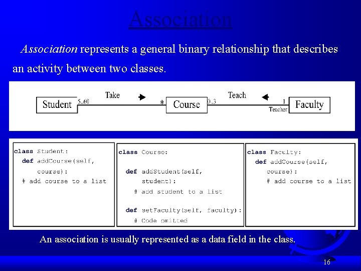 Association represents a general binary relationship that describes an activity between two classes. An