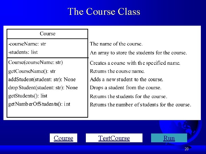 The Course Class Course Test. Course Run 20 