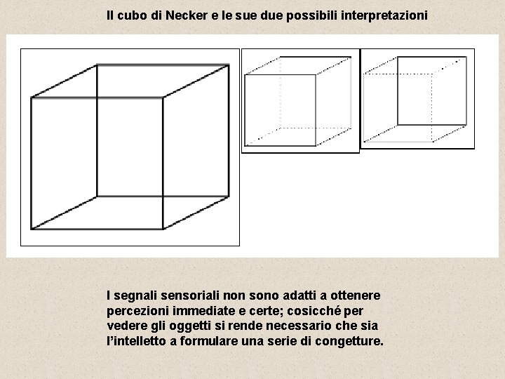 Il cubo di Necker e le sue due possibili interpretazioni I segnali sensoriali non