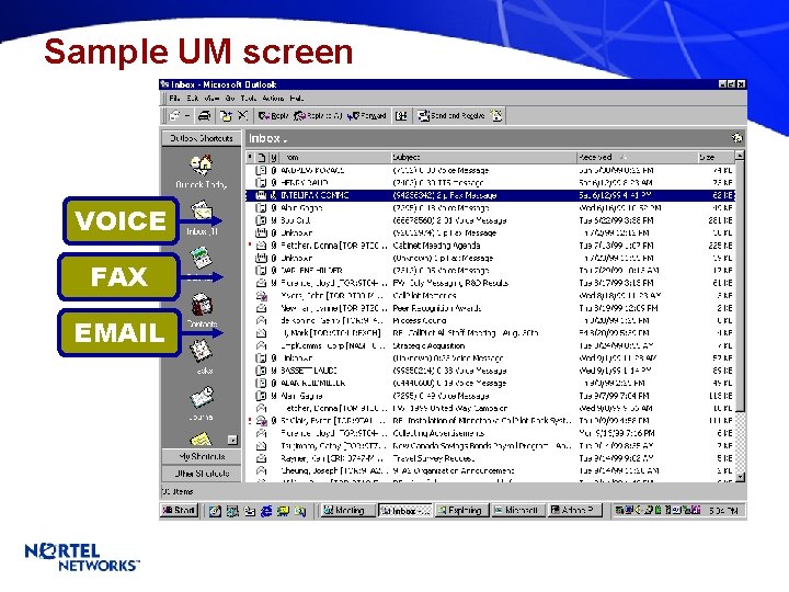 Sample UM screen VOICE FAX EMAIL 