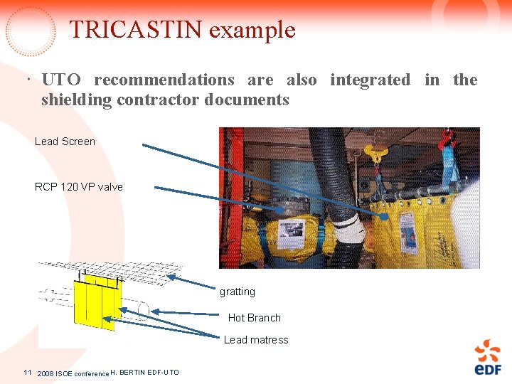 TRICASTIN example UTO recommendations are also integrated in the shielding contractor documents Lead Screen