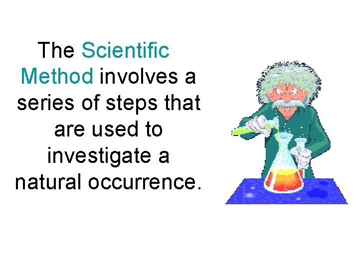 The Scientific Method involves a series of steps that are used to investigate a