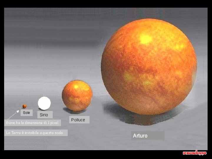 Sole Sirio Giove ha la dimensione di 1 pixel La Terra è invisibile a