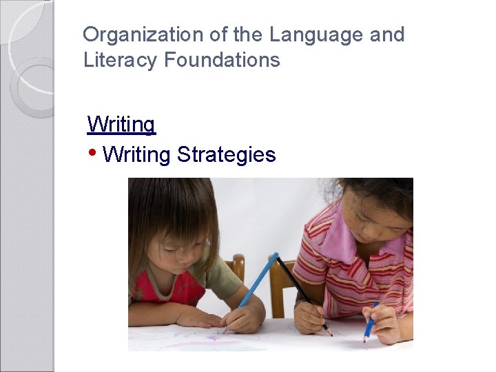 Organization of the Language and Literacy Foundations Writing • Writing Strategies 