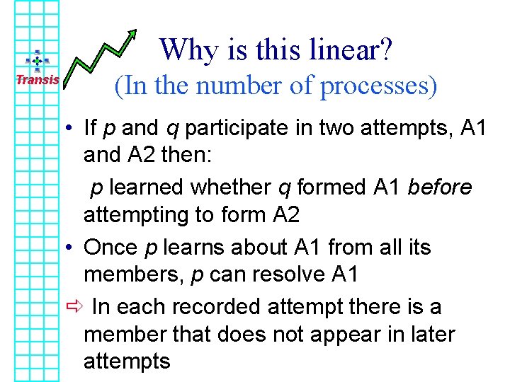 Why is this linear? Transis (In the number of processes) • If p and