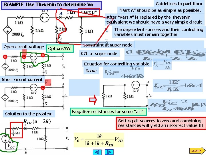 Guidelines to partition: EXAMPLE Use Thevenin to determine Vo “Part A” should be as