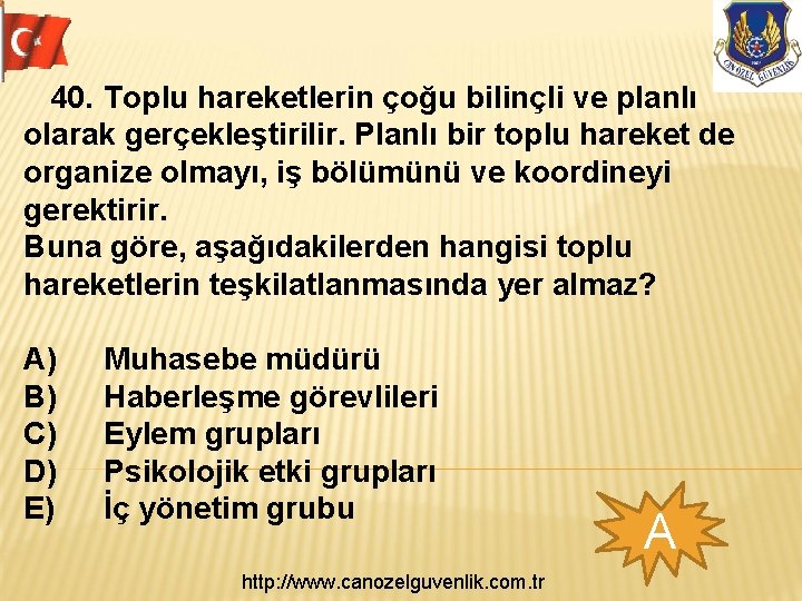 40. Toplu hareketlerin çoğu bilinçli ve planlı olarak gerçekleştirilir. Planlı bir toplu hareket de