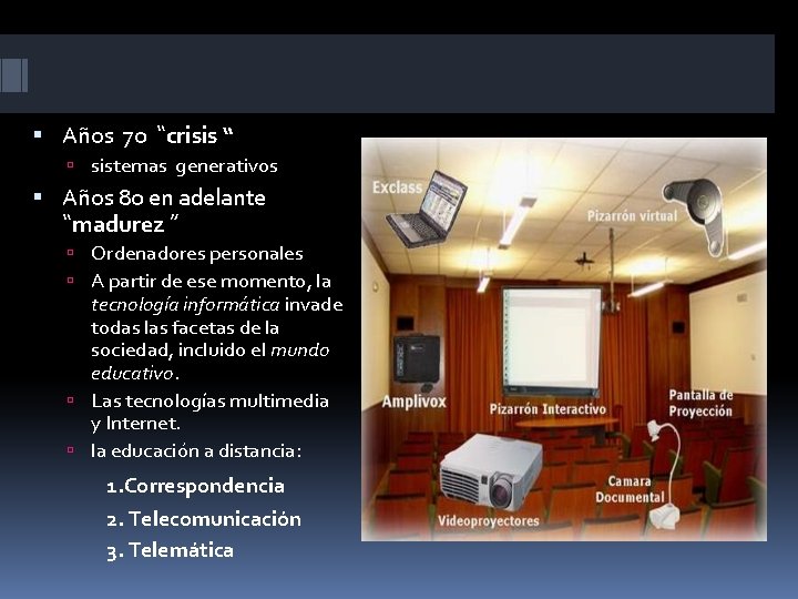  Años 70 “crisis “ sistemas generativos Años 80 en adelante “madurez ” Ordenadores