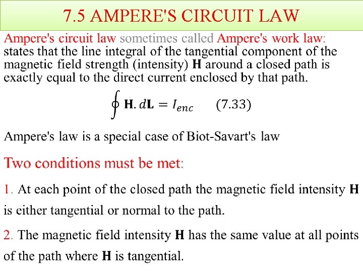 7. 5 AMPERE'S CIRCUIT LAW 