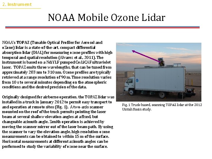 2. Instrument NOAA Mobile Ozone Lidar NOAA’s TOPAZ (Tunable Optical Profiler for Aerosol and