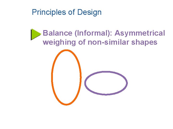 Principles of Design Balance (Informal): Asymmetrical weighing of non-similar shapes 