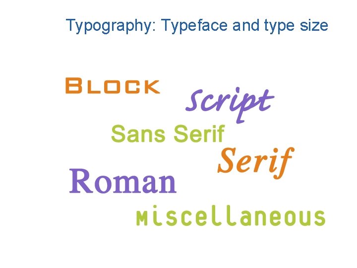 Typography: Typeface and type size 