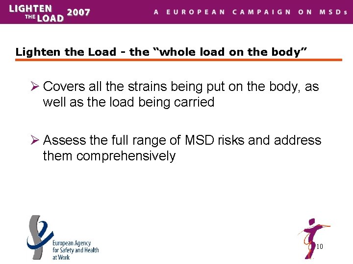 Lighten the Load - the “whole load on the body” Ø Covers all the