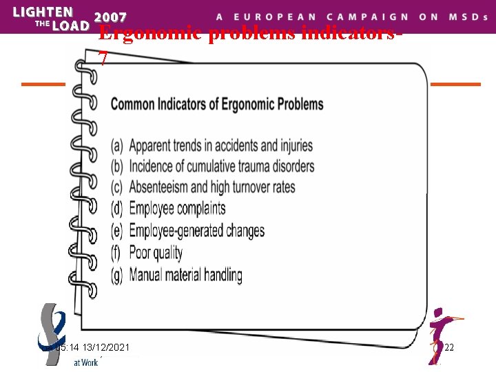 Ergonomic problems indicators 7 ﺹ 05: 14 13/12/2021 22 