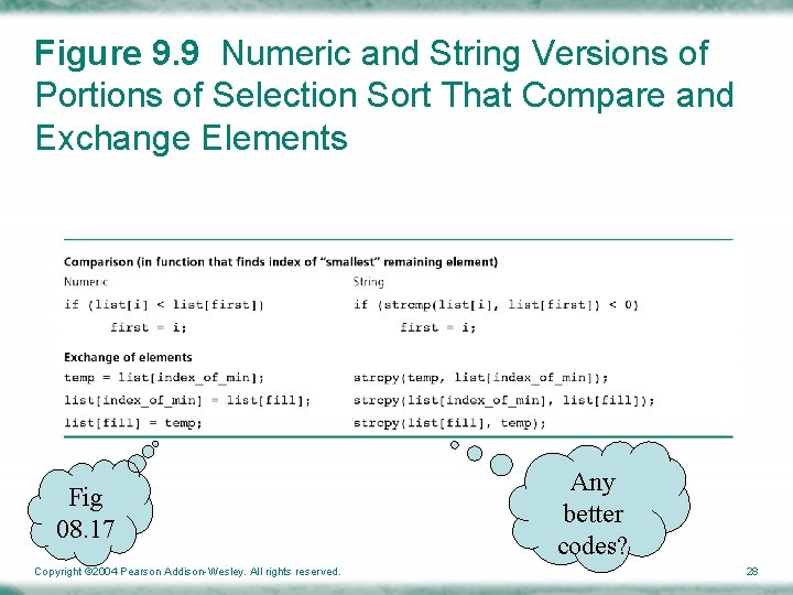 Figure 9. 9 Numeric and String Versions of Portions of Selection Sort That Compare