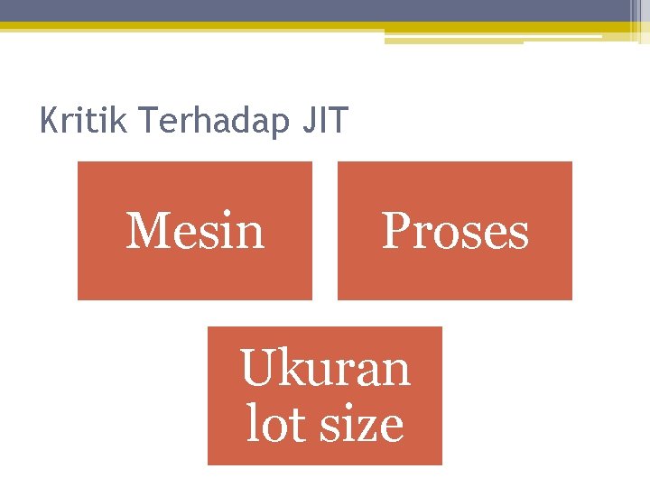 Kritik Terhadap JIT Mesin Proses Ukuran lot size 