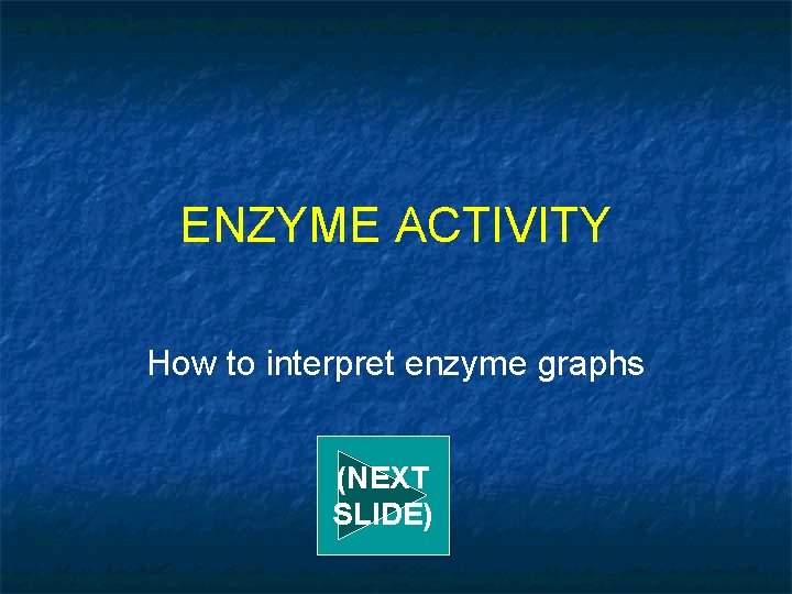 ENZYME ACTIVITY How to interpret enzyme graphs (NEXT SLIDE) 