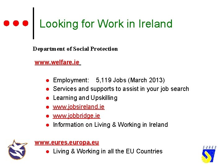 Looking for Work in Ireland Department of Social Protection www. welfare. ie l l