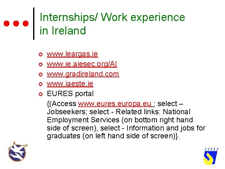 Internships/ Work experience in Ireland ¢ ¢ ¢ www. leargas. ie www. ie. aiesec.