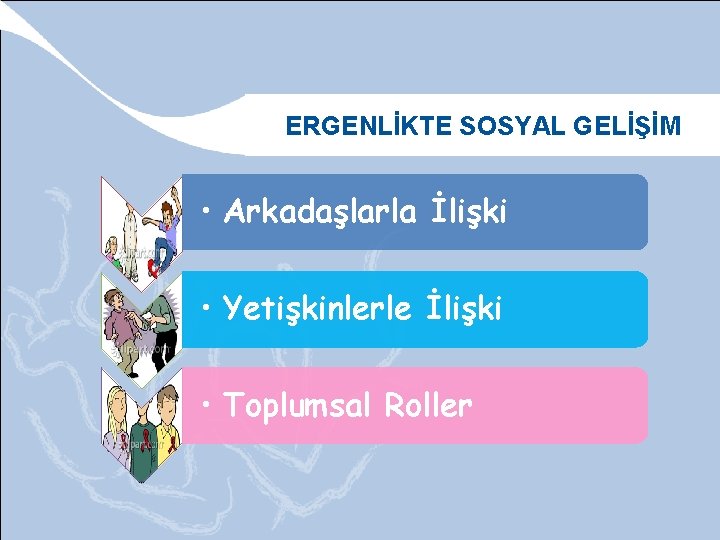 ERGENLİKTE SOSYAL GELİŞİM • Arkadaşlarla İlişki • Yetişkinlerle İlişki • Toplumsal Roller 