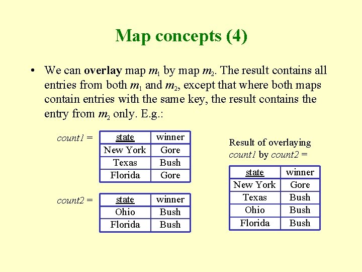 Map concepts (4) • We can overlay map m 1 by map m 2.