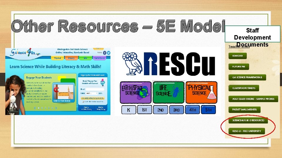 Other Resources – 5 E Model Staff Development Documents Other Resources – 5 E Model Staff Development Documents