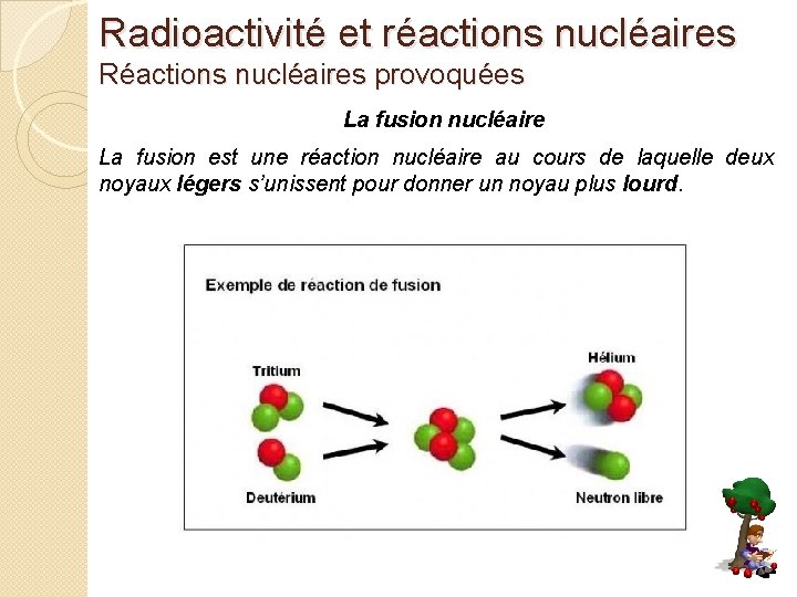 Radioactivité et réactions nucléaires Réactions nucléaires provoquées La fusion nucléaire La fusion est une