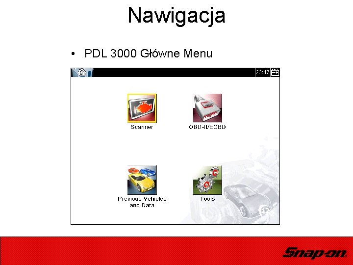 Nawigacja • PDL 3000 Główne Menu 