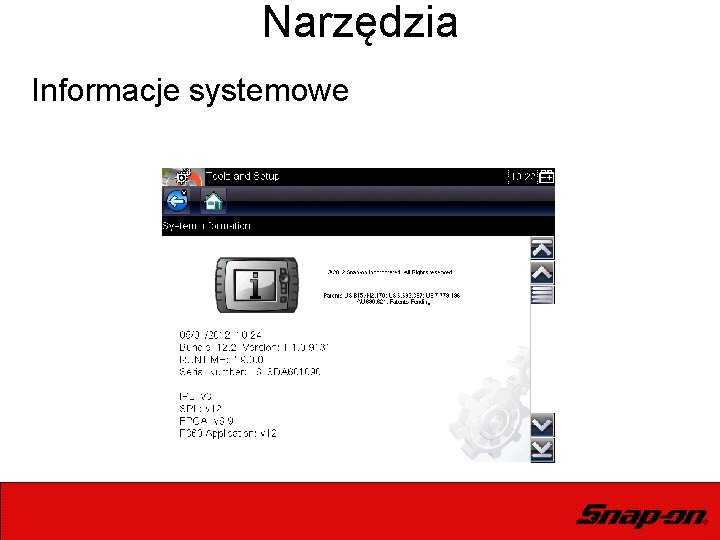 Narzędzia Informacje systemowe 