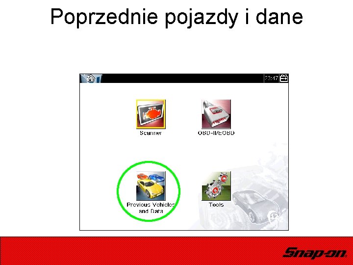 Poprzednie pojazdy i dane 