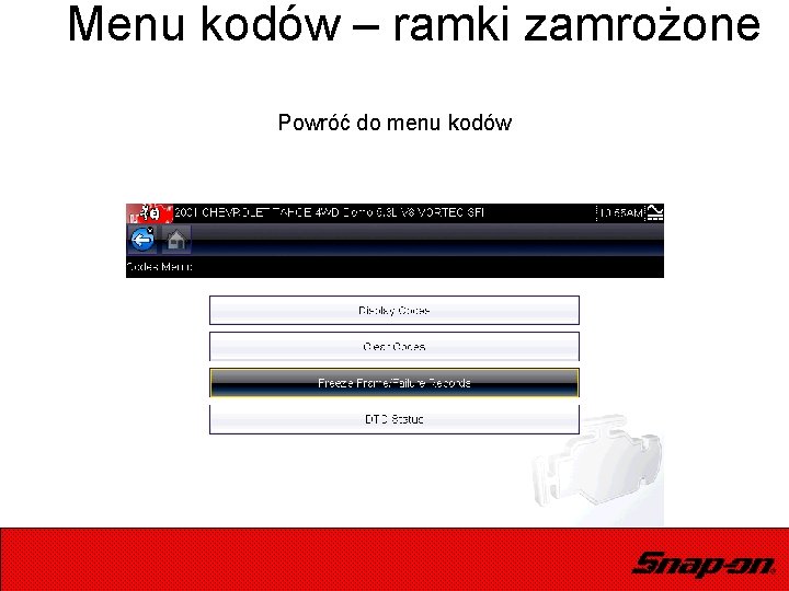 Menu kodów – ramki zamrożone Powróć do menu kodów 