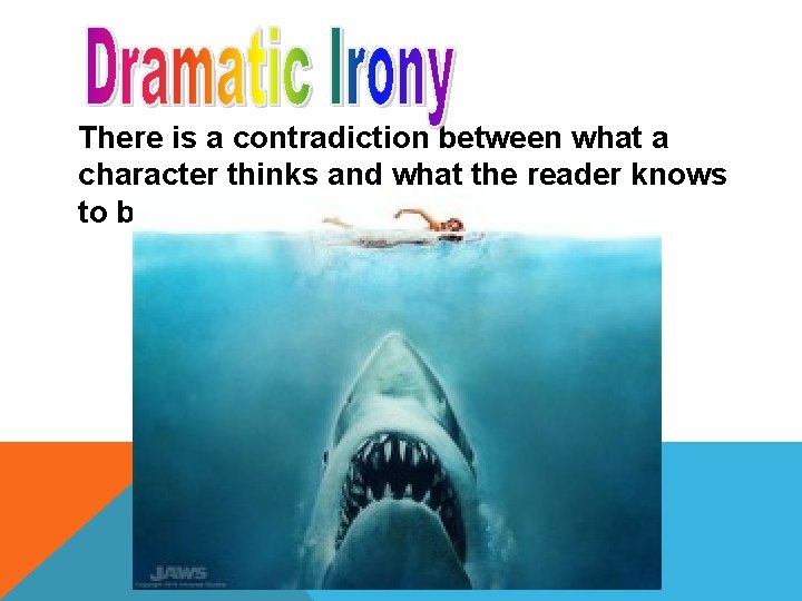 There is a contradiction between what a character thinks and what the reader knows