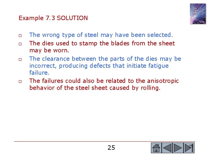 Example 7. 3 SOLUTION o o The wrong type of steel may have been Example 7. 3 SOLUTION o o The wrong type of steel may have been