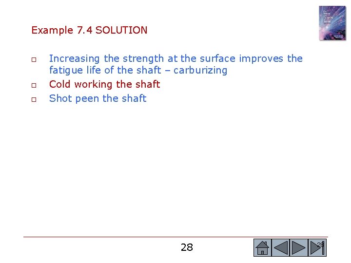 Example 7. 4 SOLUTION o o o Increasing the strength at the surface improves Example 7. 4 SOLUTION o o o Increasing the strength at the surface improves