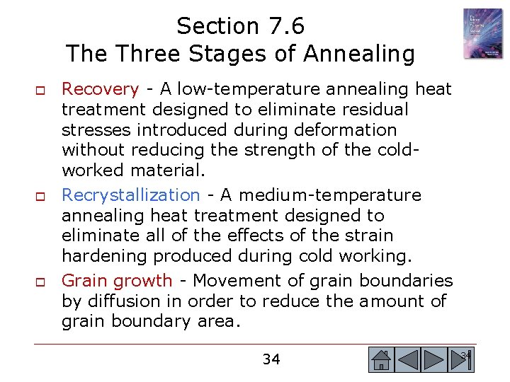 Section 7. 6 The Three Stages of Annealing o o o Recovery - A Section 7. 6 The Three Stages of Annealing o o o Recovery - A