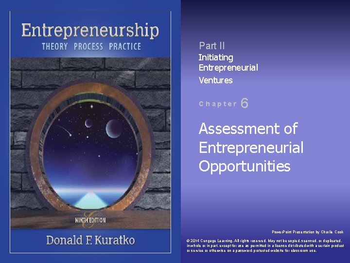 Part II Initiating Entrepreneurial Ventures Chapter 6 Assessment of Entrepreneurial Opportunities Power. Point Presentation