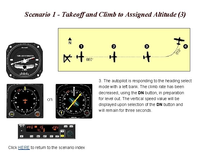 Scenario 1 - Takeoff and Climb to Assigned Altitude (3) 3. The autopilot is