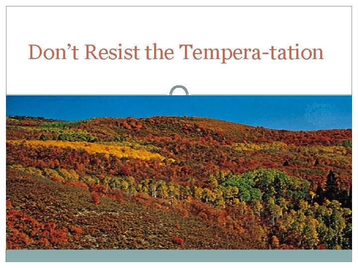 Don’t Resist the Tempera-tation 
