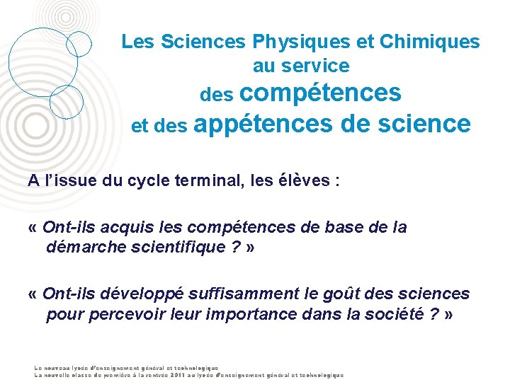 Les Sciences Physiques et Chimiques au service des compétences et des appétences de science