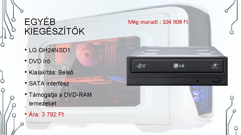 EGYÉB KIEGÉSZÍTŐK • LG GH 24 NSD 1 • DVD író • Kialakítás: Belső