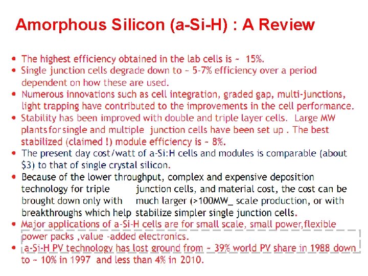 Amorphous Silicon (a-Si-H) : A Review 