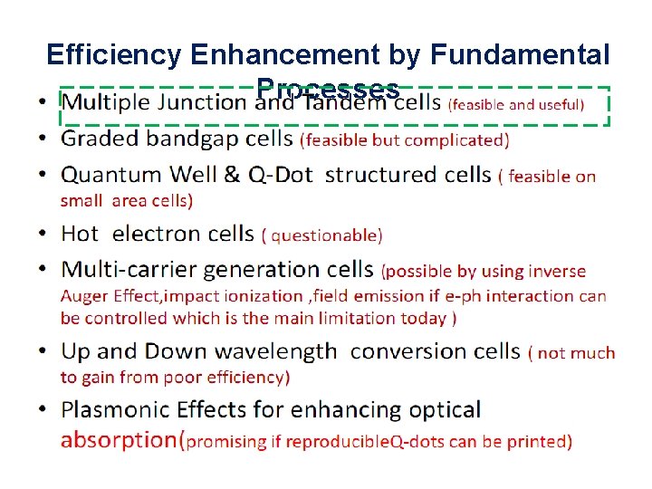 Efficiency Enhancement by Fundamental Processes 