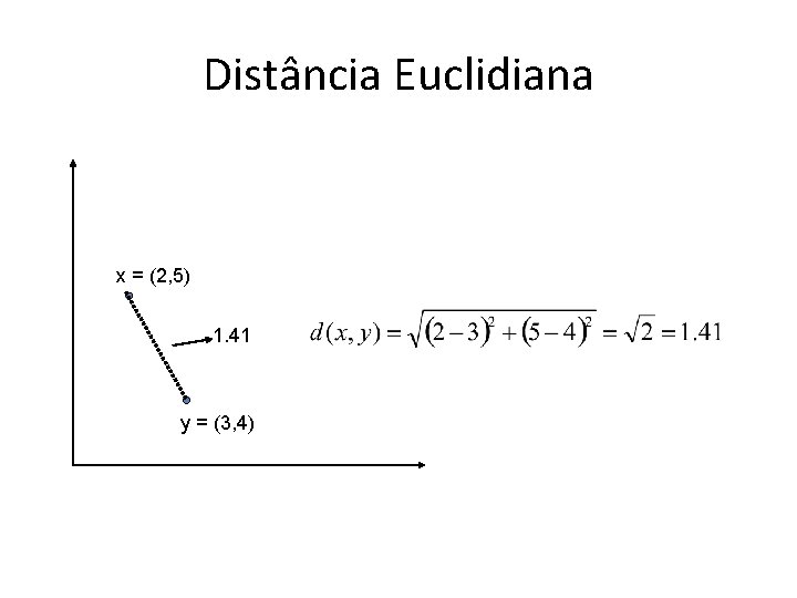 Distância Euclidiana x = (2, 5) 1. 41 y = (3, 4) 