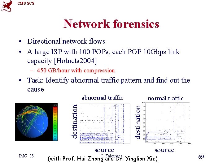 CMU SCS Network forensics • Directional network flows • A large ISP with 100
