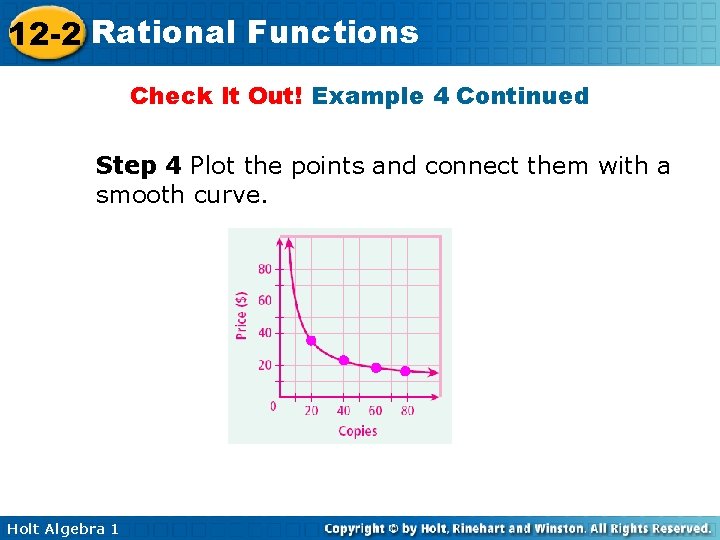 12 -2 Rational Functions Check It Out! Example 4 Continued Step 4 Plot the