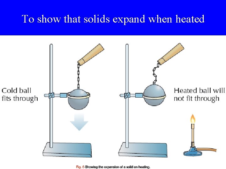 To show that solids expand when heated 